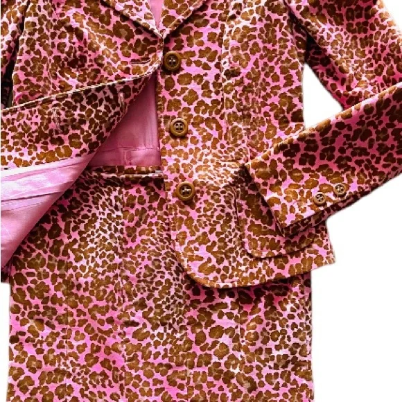 🔴 🇪🇸 SPAIN BLANCO PINK VELVET ANIMAL PRINT CHEETAH 2 PIECE SKIRT & JACKET SET - Picture 7 of 8